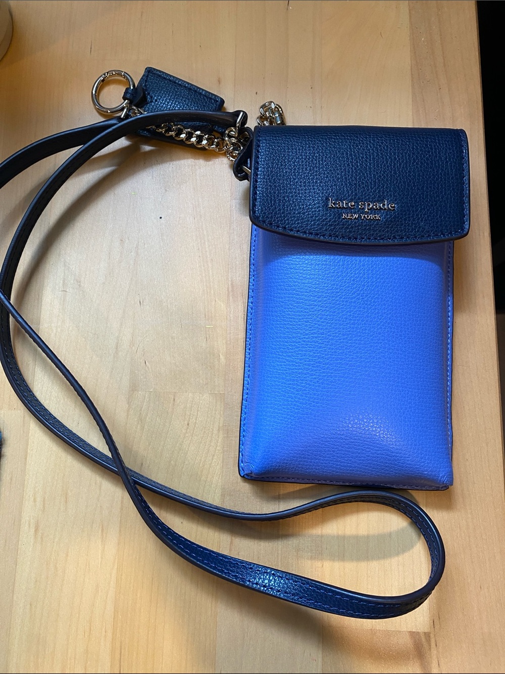 kate spade Blue and Navy Leather Crossbody Phone Pouch Never Used